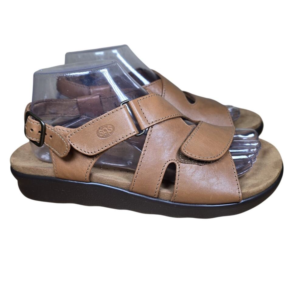 SAS Women's Shoes Huggy Sandal Caramel 8 W **Worn 1x** with Box Comfort Wide